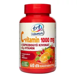   1x1 Vitamin vitamin C 1000 mg +  vitamin D3 extrakt zo šípok, doplnok stravy s príchuťou pomaranča, žuvacie tablety so sladidlami (60 db)