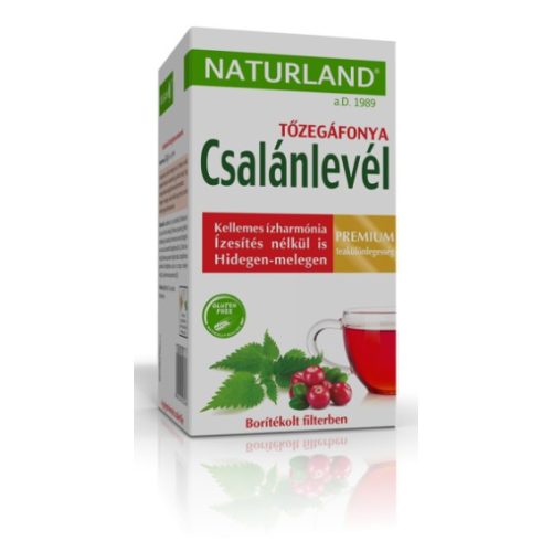Naturland Prémium Csalánlevél-Tőzegáfonya teakeverék 20x1,2 g