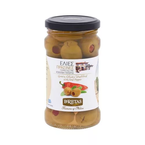 BRETAS Olajbogyó - zöld, paprikával töltött 300 g